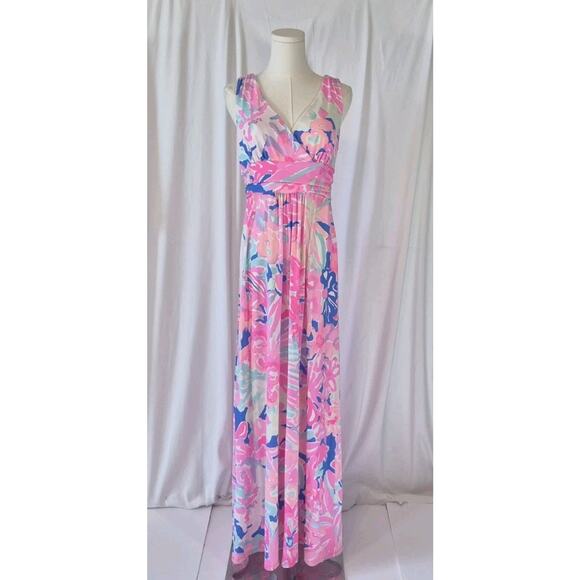 Lilly Pulitzer Womens Multi Playa Hermosa Sloane Maxi Dress Large - Picture 2 of 7